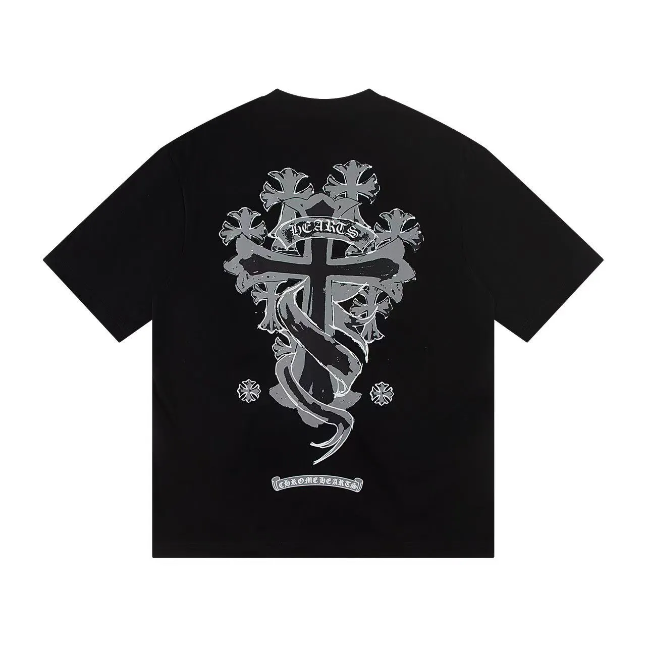 🅿️150 Style: 2025 new Croix Heart short-sleeved T-shirt Material: High version 300g double yarn combed cotton Size: S～XL Color: Black Style number: Z023